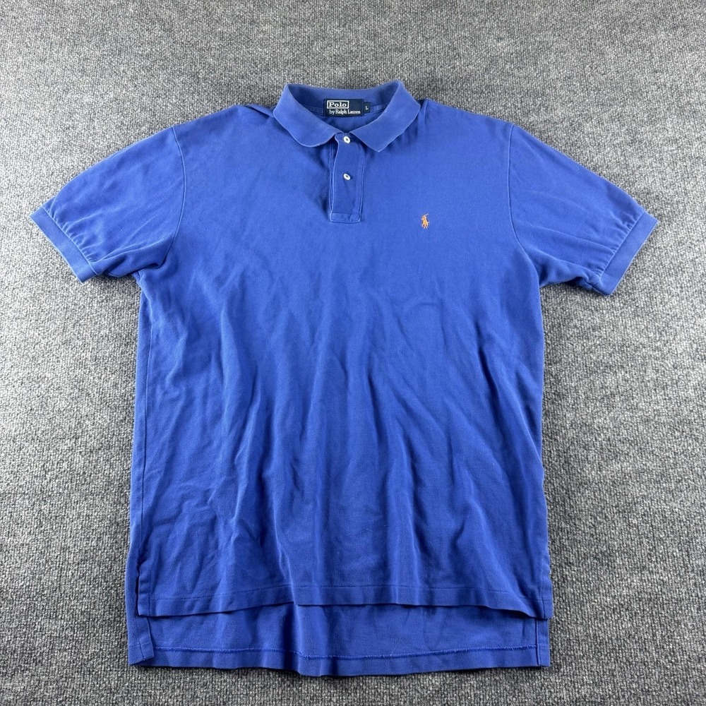 Polo‎ Ralph Lauren Polo Shirt Mens L Blue Short Sleeve Cotton Pony Logo Casual